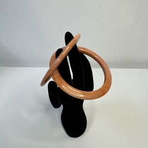 2 - Vintage Bangle Bracelets Stacksble Peach Swirl 7.5"